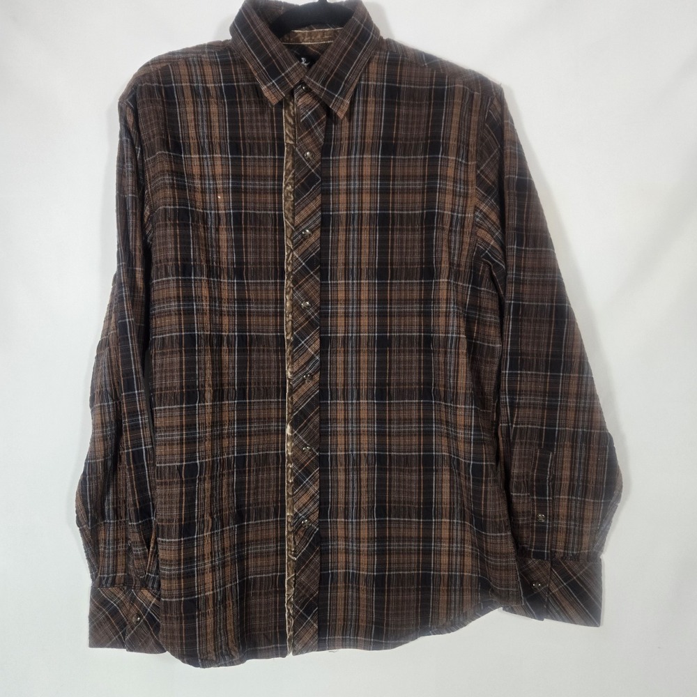 Age Of Wisdom Buttondown Brown Plaid Shirt | Size Men's Medium | Elevated Grunge